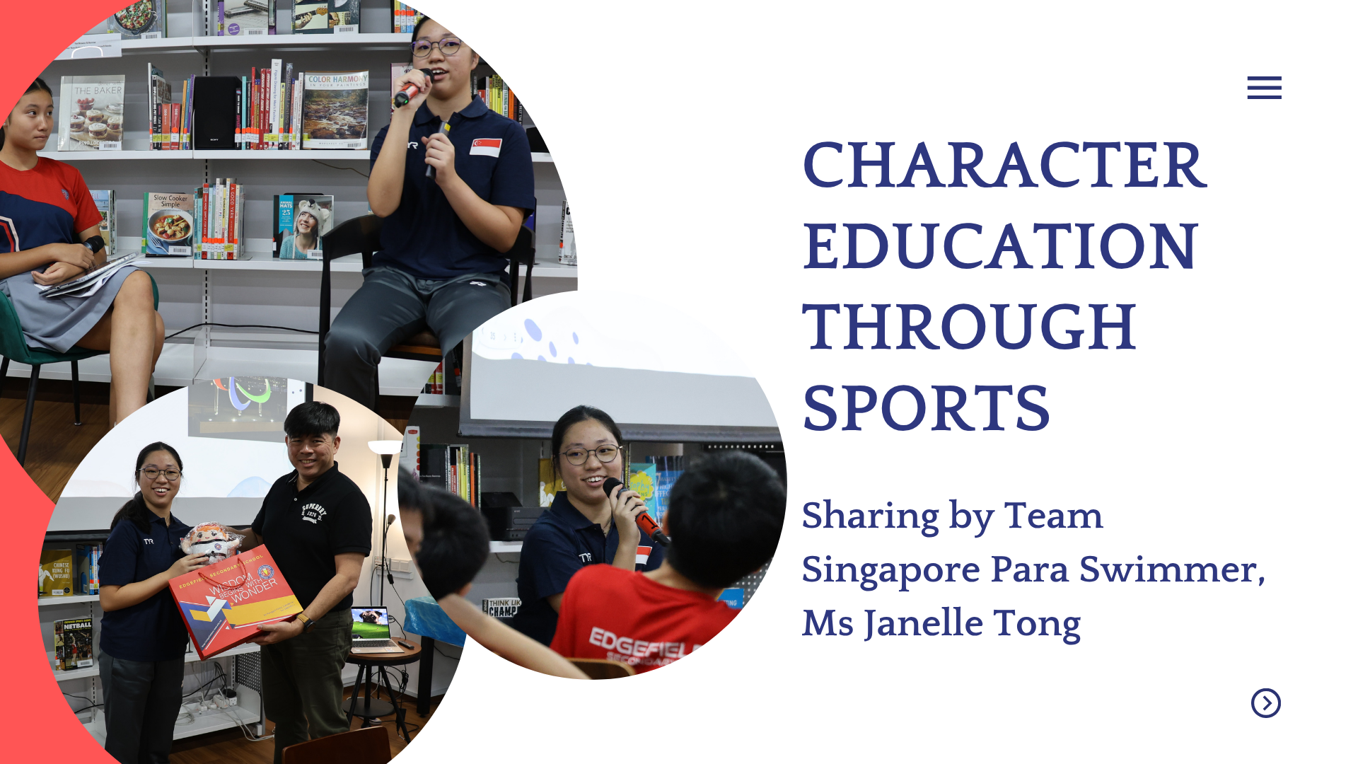 Character Education through Sports- Singapore Para Swimmer Ms Janelle Tong sharing session to students